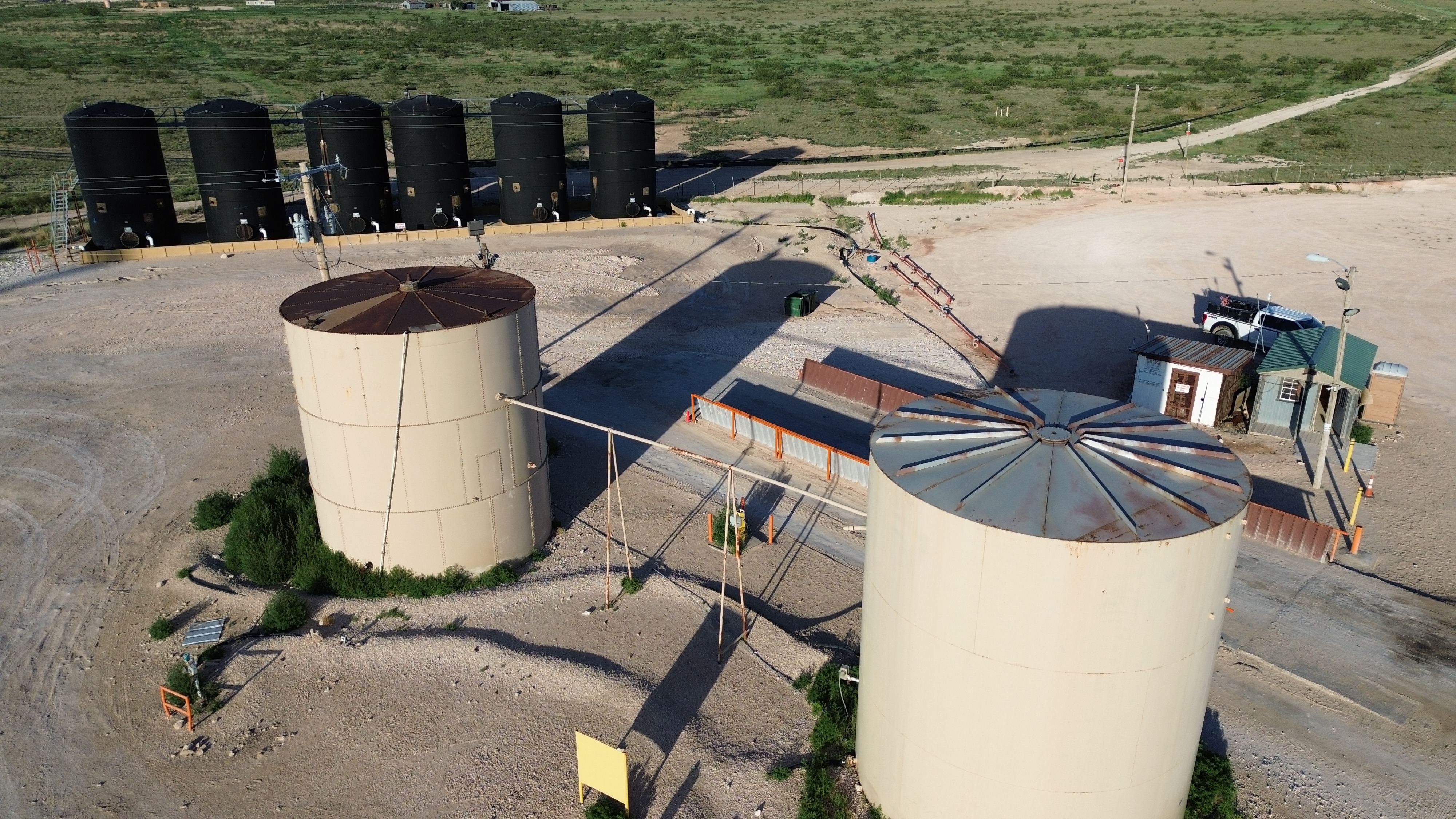 Aerial view of the brine facility tank battery and loading pad